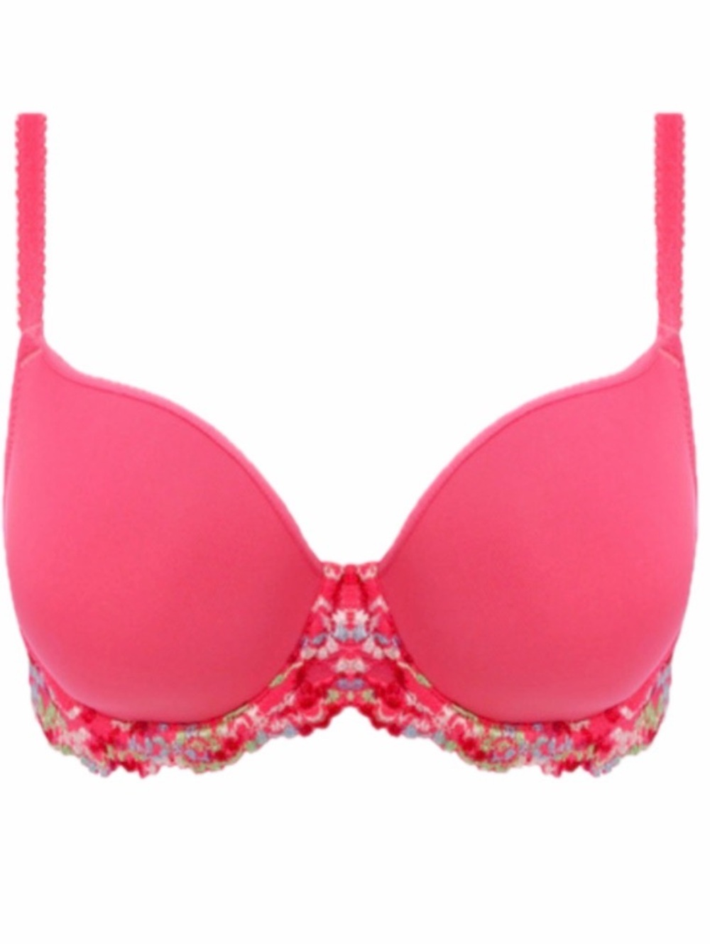 WACOAL Embrace Lace Contour T-Shirt Bra Sz 38C in Hot Pink/multi NEW - Picture 3 of 14